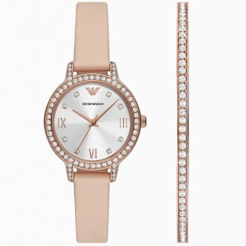EMPORIO ARMANI 亞曼尼 Cleo 環鑽女錶 手錶手環禮盒組 32mm AR80069SET