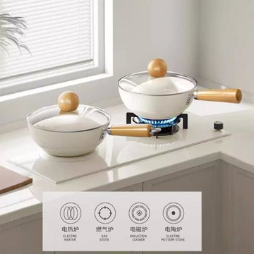 陶瓷小炒鍋不粘鍋家用一人食煮面小鍋燃氣灶電磁爐專用平底炒菜鍋