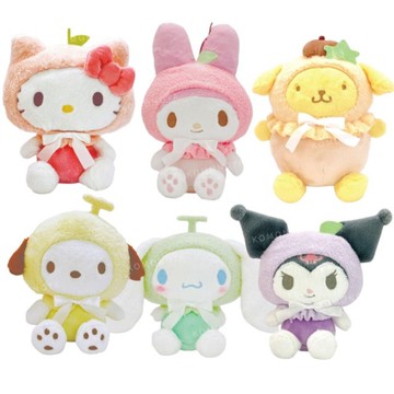 小禮堂 Sanrio 三麗鷗 絨毛玩偶娃娃 (水果頭套) Kitty 美樂蒂 大耳狗 布丁狗