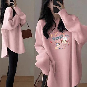 甜美德絨打底衫大碼300斤胖mm2026秋冬顯瘦長袖t恤上衣女寬松休閑