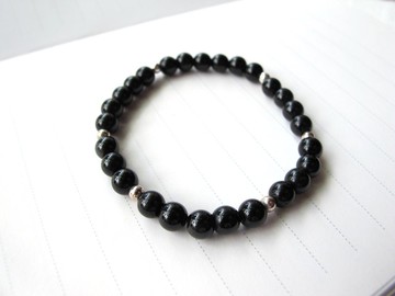 碧璽6.5mm 925純銀【黑碧璽】護身符 驅邪避凶 消除壓力