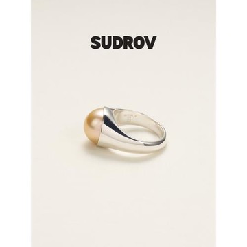 SUDROV素覺戒指 輕奢高級感925銀時尚南洋金珠海水珍珠個性指環女