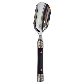 黑檀圖騰茶勺 黑檀木+不鏽鋼材質 17.2cm長 3.5cm寬  銀色 + 黑色  1個