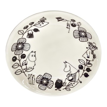 yamaka 山加商店 moomin嚕嚕米彩繪陶瓷深盤禮盒4入組  白色 + 黑色  1組
