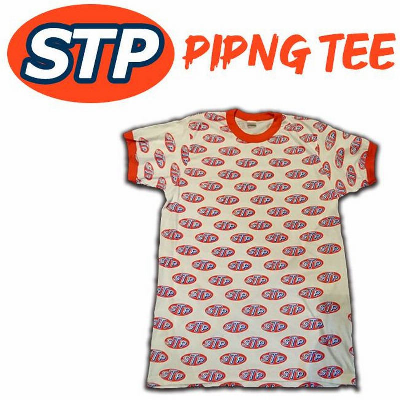 ajito STP 総柄 パイピング Tシャツ US Mサイズ ナチュラル キナリ 