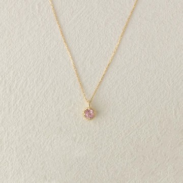 K10 初蕾四爪鑲嵌粉紅碧璽項鍊 0.1ct