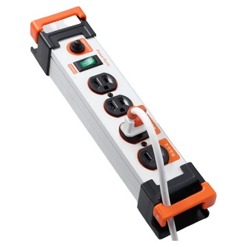 PowerSync 包爾星克 1開4插鋁合金防雷擊抗搖擺延長用電源線組 TL4W9018  1.8m  白色  1個