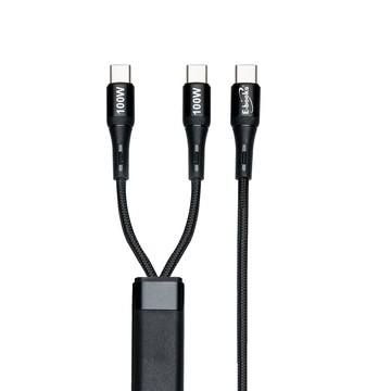 XA54 鋁製Type C to 2C 100W 一轉二智慧分流充電傳輸線-1.2M