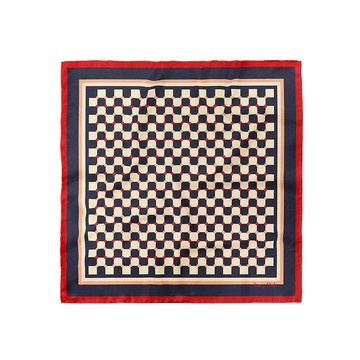 ::真絲絲巾100%silk:: — 棋盤印花方巾質感禮物