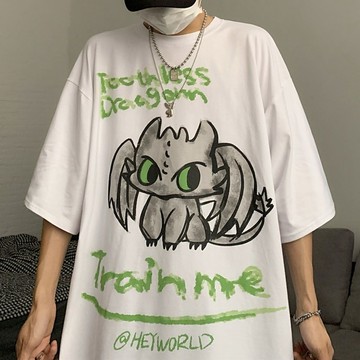 短袖t恤男夏季新款大碼卡通印花潮流半袖ins超火學生寬鬆情侶上衣