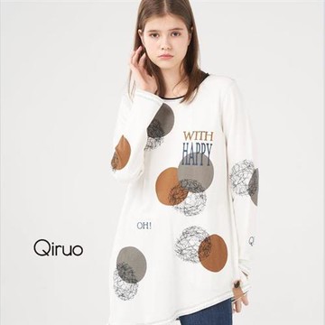【Qiruo 奇若】秋冬專櫃白色上衣2298A 長版遮臀