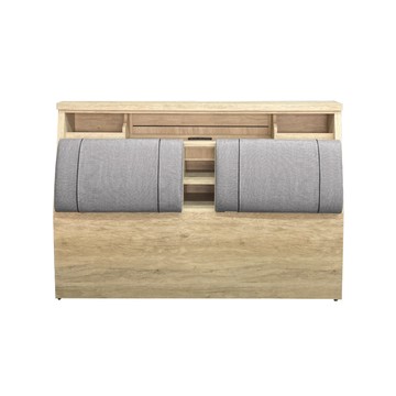 IHouse-特洛伊 多格收納插座 貓抓皮床頭箱 雙人5尺梧桐