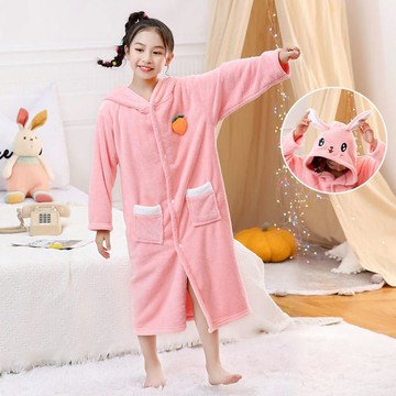 兒童浴袍帶袖可穿式連帽浴巾可穿可裹游泳冬季中大男女童專用浴衣 雙11全館免運