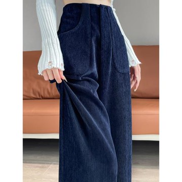 燈芯絨西裝褲子女秋冬季2024新款高腰寬松直筒雪尼爾闊腿褲垂墜感