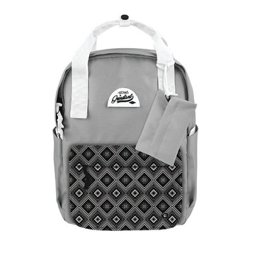 Grinstant混搭可拆組式13吋後背包 - 夢幻系列 (淺灰色配民族風)