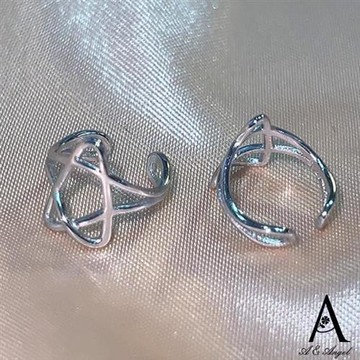 【ANGEL】五角星鏤空簡約時尚耳骨夾一對(銀色)