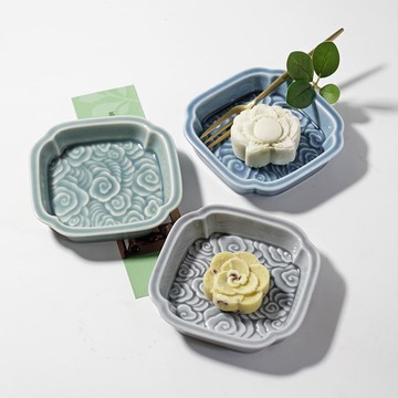托盤祥云陶瓷點心碟子水果盤茶道茶點盤日式小號托盤堅果零食碗 雙11全館免運