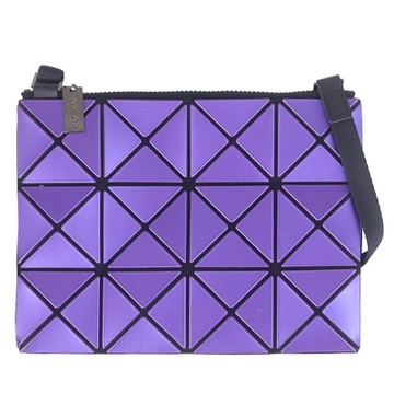 ISSEY MIYAKE 三宅一生 BAOBAO 金屬紫色皮質三角格3x4小型斜背包