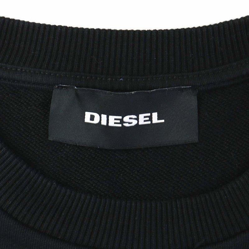 DIESEL トレーナー スウェット 長袖 ドッキング ロゴ S 黒