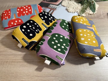 單配色/森菇之野拉鍊包/手作布藝拉鍊小物包系列/ 4色現貨