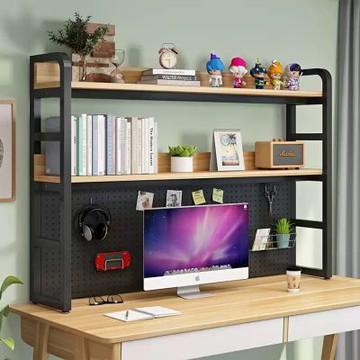 【MINE 家居】競電桌 書桌 洞洞板雙層書架寬75cm(洞洞板/牆上置物架)