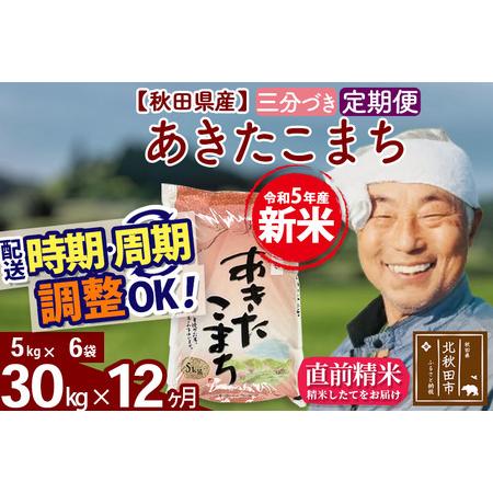 ふるさと納税 《定期便12ヶ月》＜新米＞秋田県産 あきたこまち 30kg(5kg小分け袋) 令和5年産 配送時期選べる 隔月お届けOK お米 お.. 秋田県北秋田市