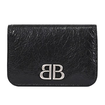 BALENCIAGA 巴黎世家 765631 揉製小羊皮零錢包/卡片包.黑