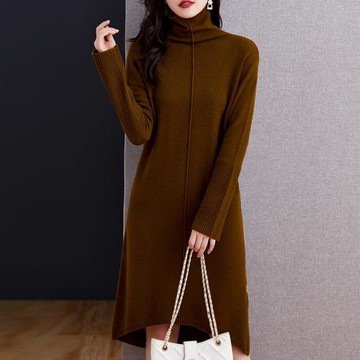 長款針織100%保暖打底衫毛衣裙
