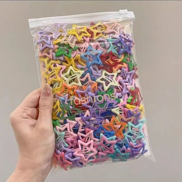 臺灣現/🎀髮夾 髮飾 劉海夾紅色星星髮夾多巴胺公主彩色側邊劉海髮卡可愛五角星bb夾子兒童