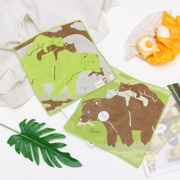 今治認證三重紗雙面手帕-棕熊