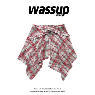 一片式系帶藏肉神器衛衣t恤疊穿爵士格子屁簾男半身裙女下擺夏季