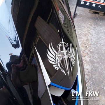 反光屋FKW 天使之劍 Angel 銀白 反光貼紙 天使 翅膀 高亮度防水耐曬 車貼設計 酷炫有形 個性化 夜間行駛安全