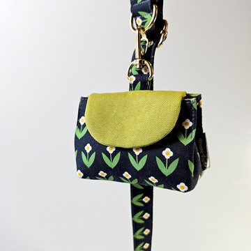 渡渡鳥花 深海軍藍 |帶有圖案的織物狗屎袋收納袋