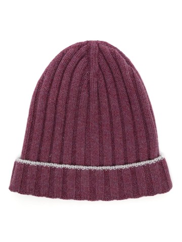 Brunello Cucinelli - ribbed cashmere beanie - men - Cashmere - XL - Purple