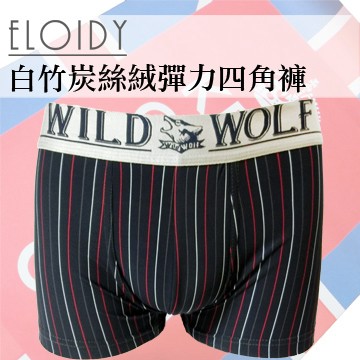 Eloidy艾若娣-白竹炭絲絨彈力四角褲(條紋深藍)