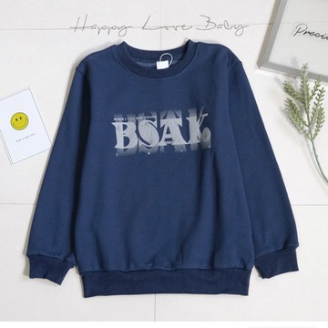 男大童 厚款 紋理英字深藍不倒絨長袖上衣 秋冬童裝 大童上衣 大童棉T 大童長袖 秋冬上衣 刷毛