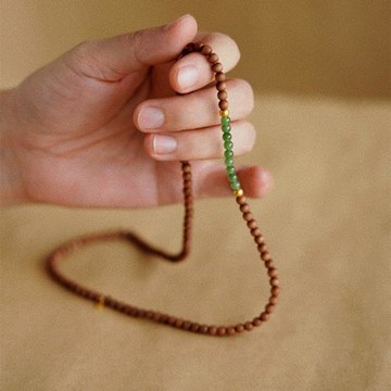 國風館天然印度老山檀mm搭配碧玉繞手三圈手串手鏈女款文藝百搭復