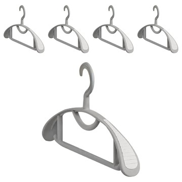 FANCY LIFE 寬肩無痕衣架 加厚款 5個 靜謐灰 防滑