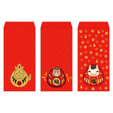 佳墨紅包袋-達摩-3入組