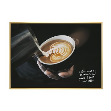 只要一杯咖啡海報裱框畫  30 x 40cm  金色