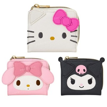 小禮堂 Sanrio 三麗鷗 皮質造型雙折短夾 (大臉款)Kitty 美樂蒂 酷洛米