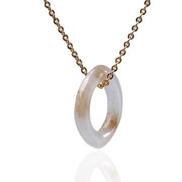 冰種飄黃翡翡翠馬眼項鍊 | 天然緬甸玉A貨翡翠 | 送禮