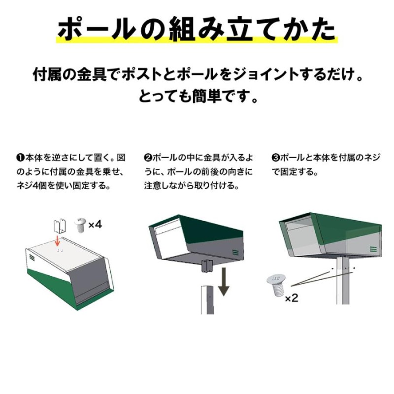 ポスト 郵便ポスト スタンド 自立 ポール おしゃれ 大型 防水 屋外用