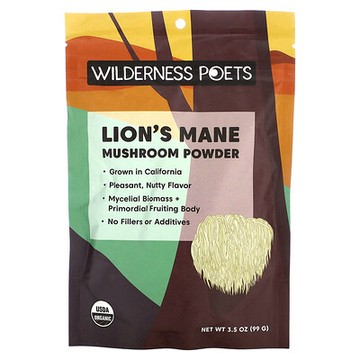 Wilderness Poets, 有機猴頭菇粉，3.5 盎司（99 克）