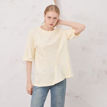 【MASTINA】字母印花短袖上衣 藍 米 (魅力商品)