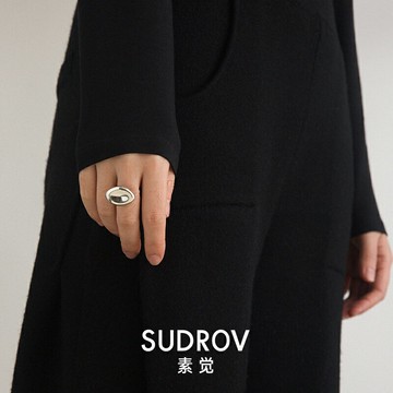 素覺2021秋冬新品小眾設計純銀時尚個性鵝卵石戒指簡約氣質女潮