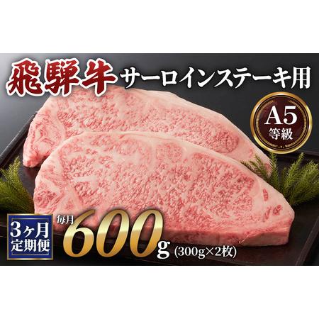 ふるさと納税 [3ヶ月定期便][A5等級]飛騨牛サーロインステーキ用 600g(300g×2枚) [0341] 岐阜県本巣市