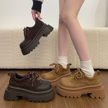 粗跟鞋．街頭率性拼接繫帶厚底包鞋．白鳥麗子