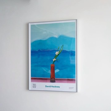 藝術掛畫｜David Hockney 富士山與花朵 - 銀色鋁框