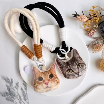 客製化 |  法蘭絨 萌系大頭款 馬卡龍手機掛繩/手腕繩 附夾片